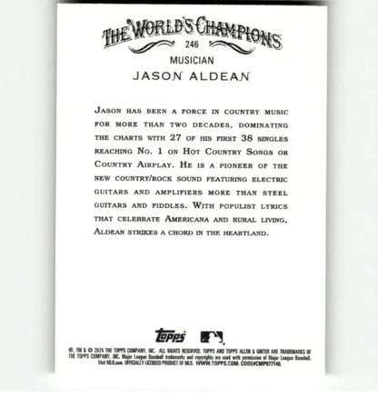 Jason Aldean career achievements on 2024 Allen & Ginter baseball card