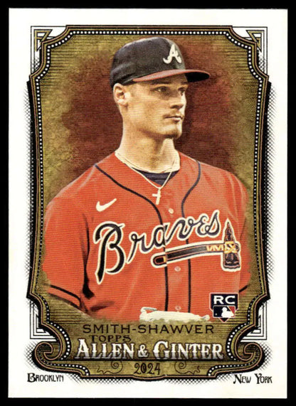 Atlanta Braves Allen & Ginter Rookie Card of AJ Smith-Shawver in red jersey