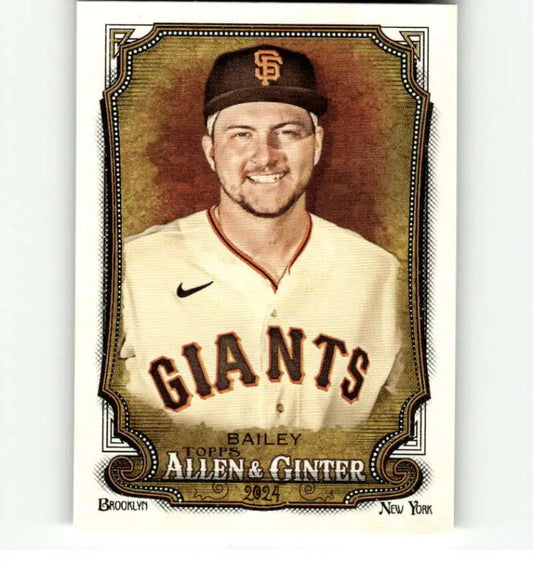 Baseball card of Patrick Bailey in a San Francisco Giants home jersey, Allen & Ginter