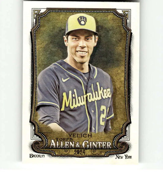 Christian Yelich Milwaukee Brewers Baseball Card in navy uniform with gold lettering