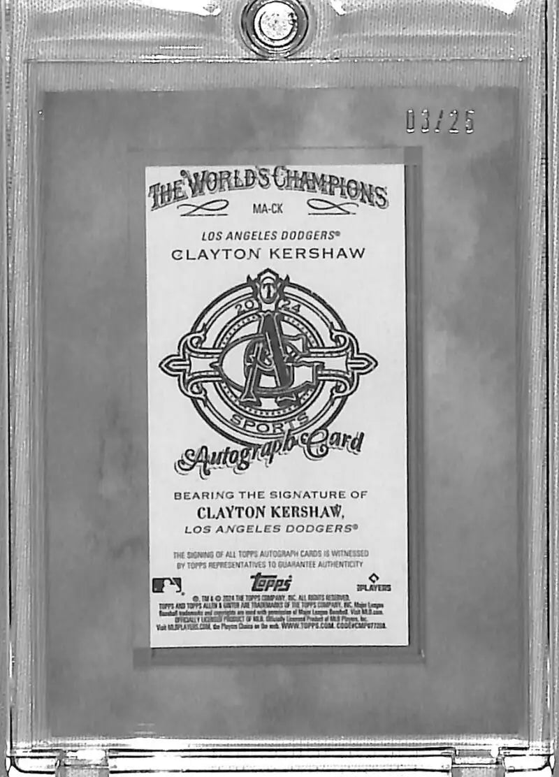 Clayton Kershaw Los Angeles Dodgers baseball card in black frame collectible case