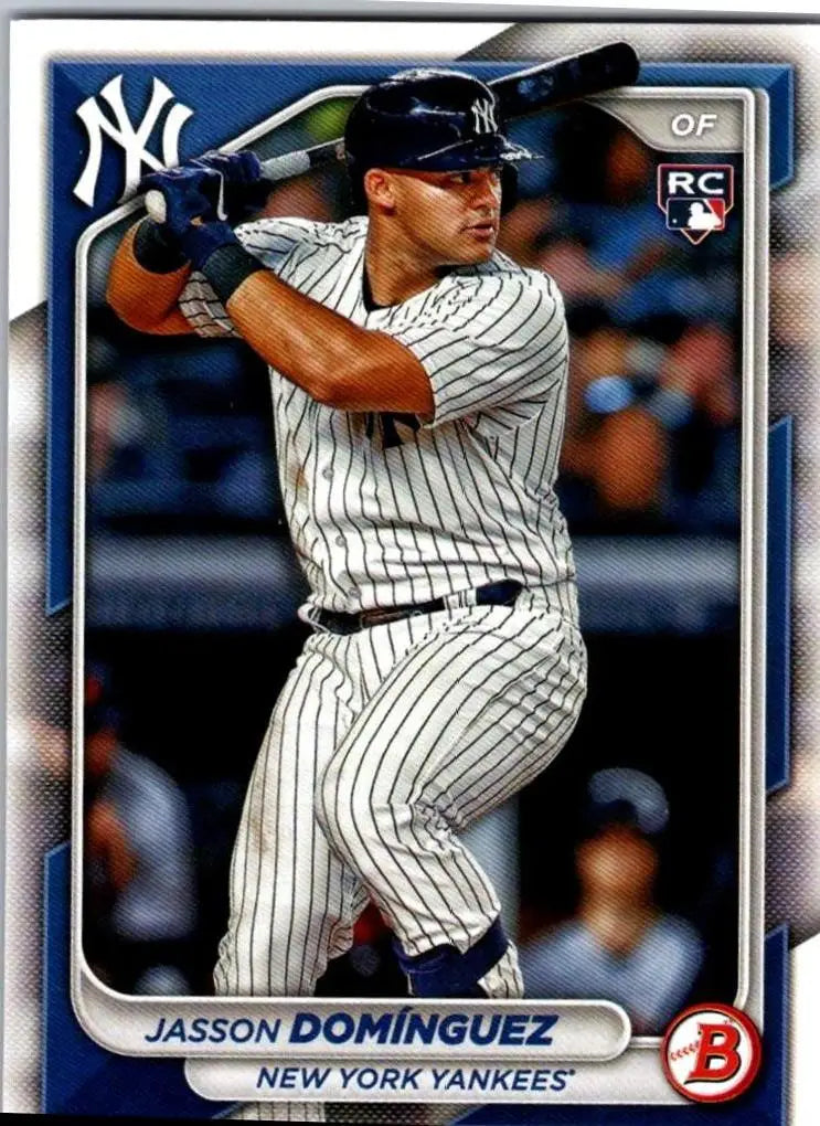 2024 Bowman #17 Jasson Domínguez baseball card, perfect for trading cards collections