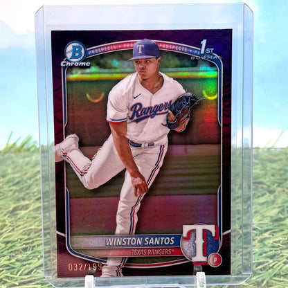 2024 Bowman 1st Chrome Purple Winston Santos baseball card for collectors