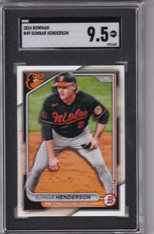 Graded BGS 9.5 2021 Bowman baseball card of Gunnar Henderson, Baltimore Orioles player