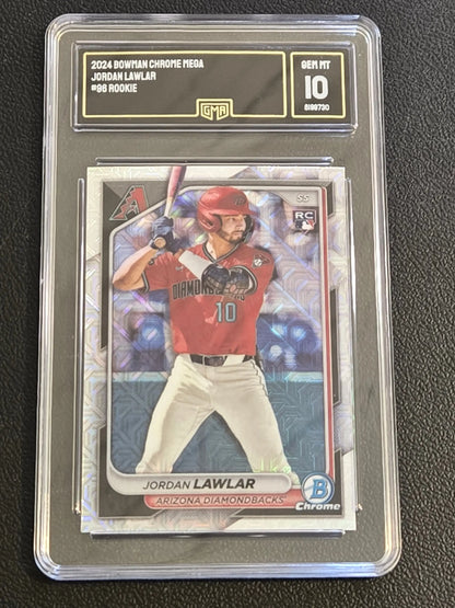 2024 Bowman Chrome Mega Jordan Lawlar rookie card Lawlar Chrome Mojo GMA 10 GEM MT