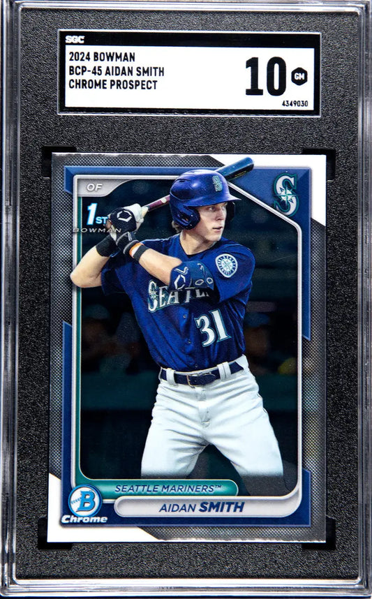 Graded baseball card of Aidan Smith SGC 10 GEM MINT, Seattle Mariners player