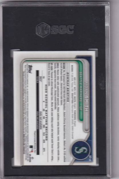 Aidan Smith SGC 9 trading card in protective case for Seattle Mariners collectible