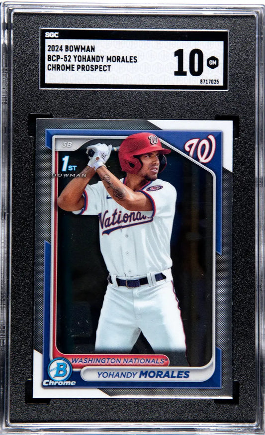 Graded 2024 Bowman BCP-52 Yohandy Morales SGC 10 GEM MINT baseball card in case