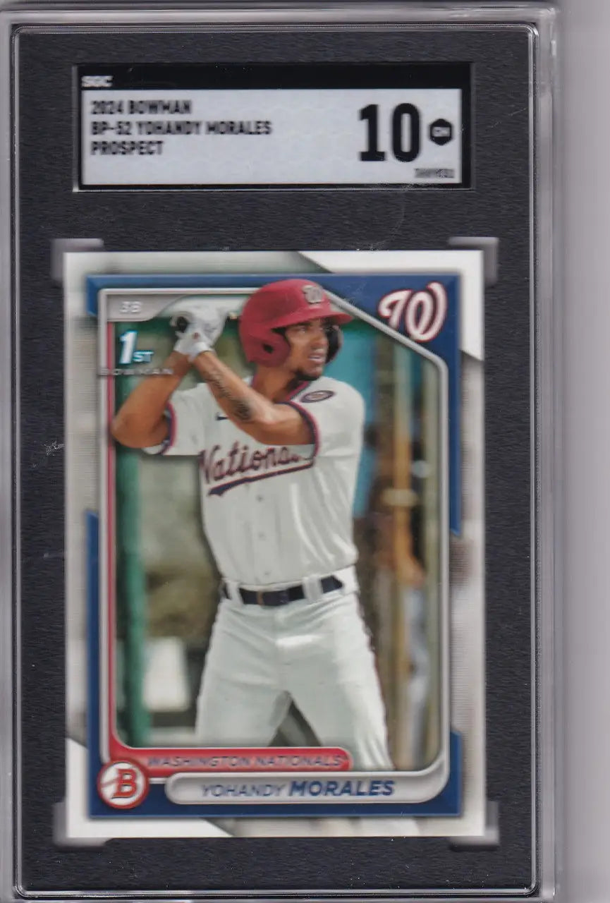 Graded Yohandy Morales SGC 10 baseball card in holder, Washington Nationals player