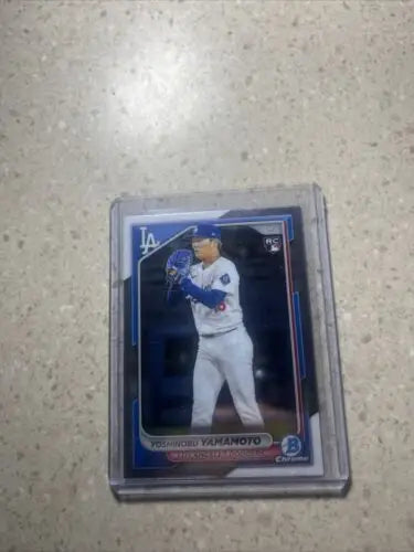Yoshinobu Yamamoto baseball card from 2024 Bowman Chrome trading cards collection