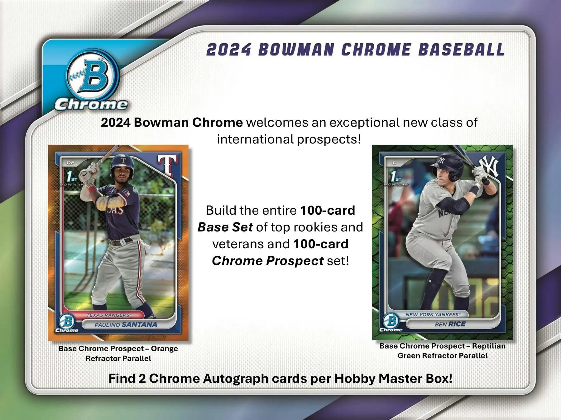 2024 Bowman Chrome Baseball Hobby Box with refractor parallel Orange Refractor and Superfractor Parallel