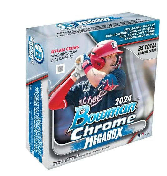 2024 Bowman Chrome Baseball Mega Box featuring Bowman Chrome and Mega Chrome cards