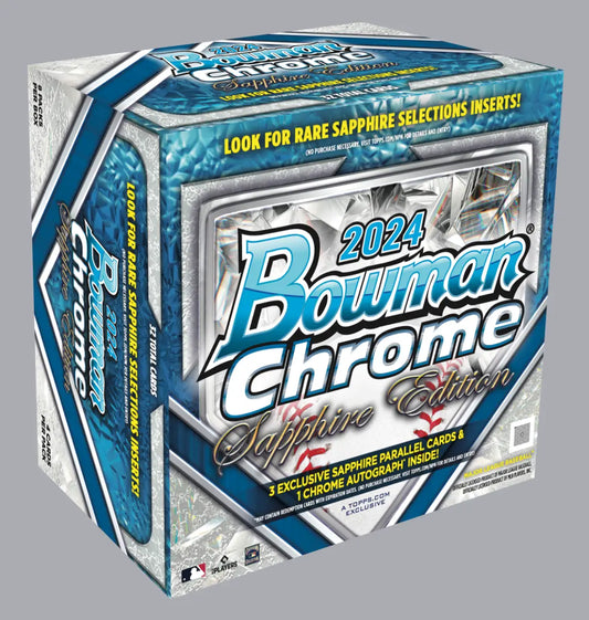 2024 Bowman Chrome Baseball Sapphire Edition Hobby Box showcasing Sapphire Edition design
