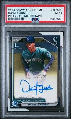 Graded Dawel Joseph baseball card 2024 Bowman Chrome Prospect Autographs PSA 9