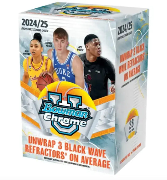 Bowman Chrome U Basketball Blaster Box with Chrome U Basketball trading cards