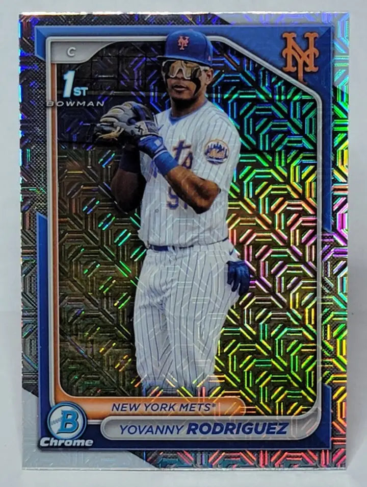 2024 Bowman Chrome Yovanny Rodriguez Baseball Trading Card with Mega Box Mojo Refractor