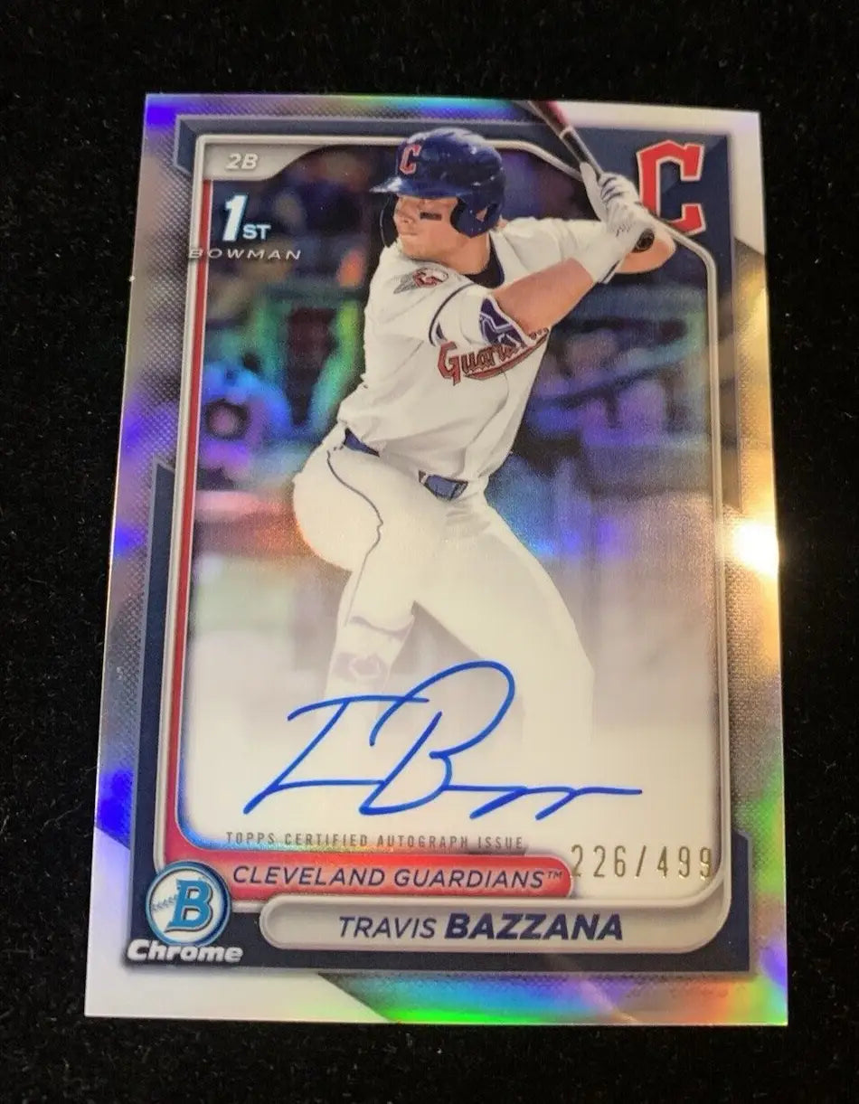 Travis Bazzana autographed 2024 Bowman Draft trading card refractor #226/499 Guardians