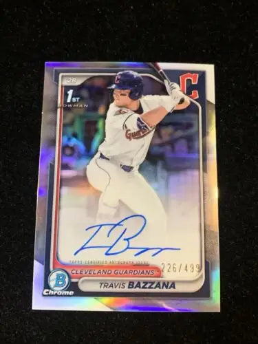 Signed Travis Bazzana baseball card from 2024 Bowman Draft trading cards collection