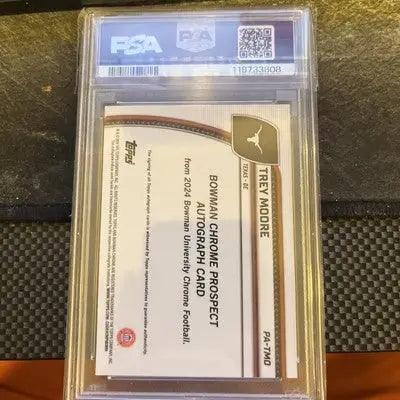 Graded 2024 Bowman U Chrome Trey Moore Auto Red Shimmer PSA 9 trading card
