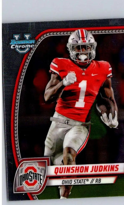 2024 Bowman University Chrome Quinshon Judkins football trading card featured image