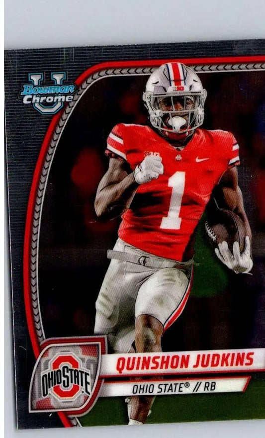 2024 Bowman University Chrome Quinshon Judkins football trading card featured image