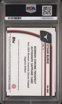 Graded Bowman University Sapphire football trading card Ethan Burke Auto PSA 10