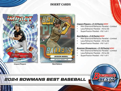 2024 Bowman’s Best Baseball Hobby Box with Refractor Parallel and Mini-Diamond Refractor