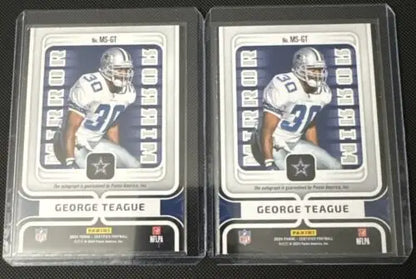 Two George Teague football cards from the 2024 Certified George Teague Auto lot