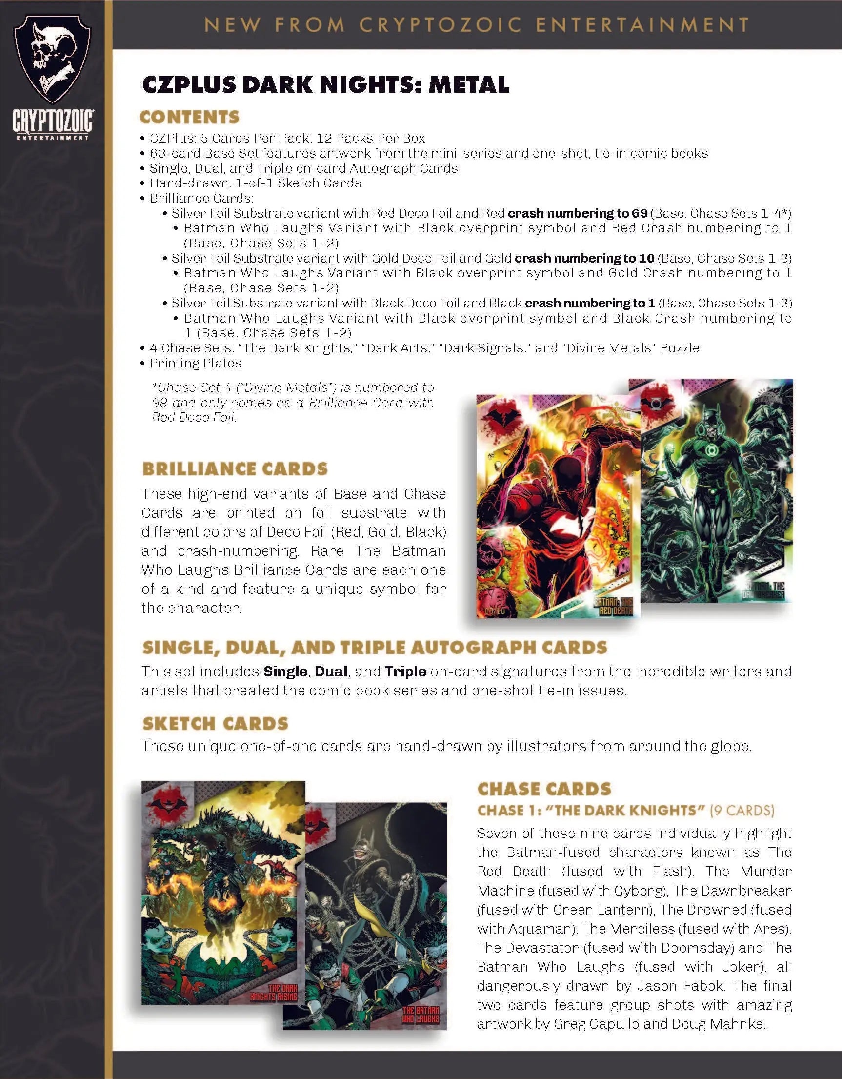 Product catalog for 2024 Cryptozoic CZPlus Dark Nights Metal Trading Cards pre-order