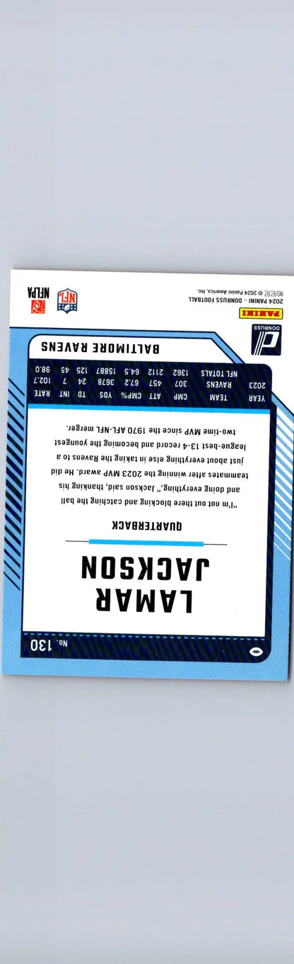 Lamar Jackson 2023 Donruss football trading card Lamar Jackson Press Proof Red