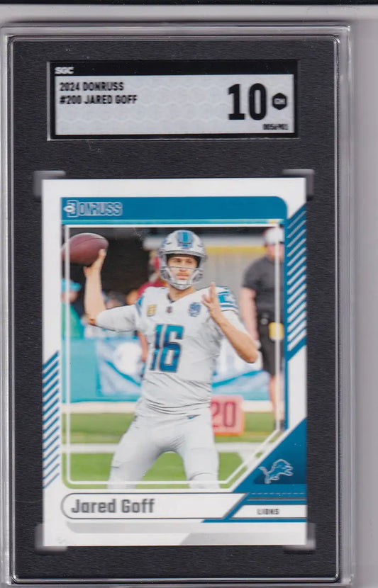 Graded Jared Goff football card 2024 Donruss SGC 10 Detroit Lions Goff SGC