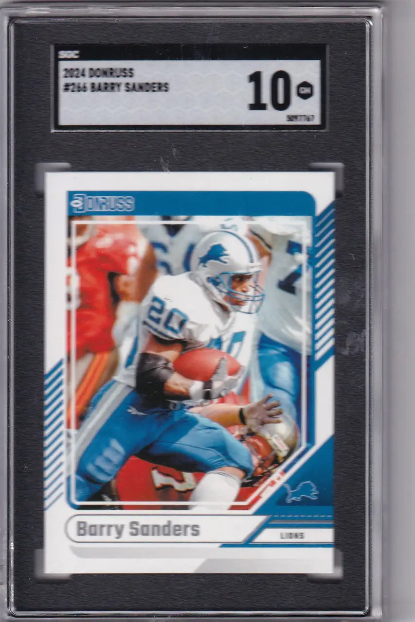 Graded Barry Sanders football card SGC 10 Detroit Lions 2024 Donruss #266