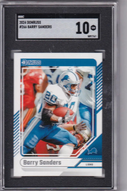 Graded Barry Sanders football card SGC 10 Detroit Lions 2024 Donruss #266