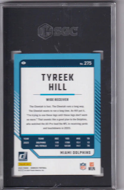 Graded Tyreek Hill football card 2024 Donruss #275 SGC 9.5 Miami Dolphins