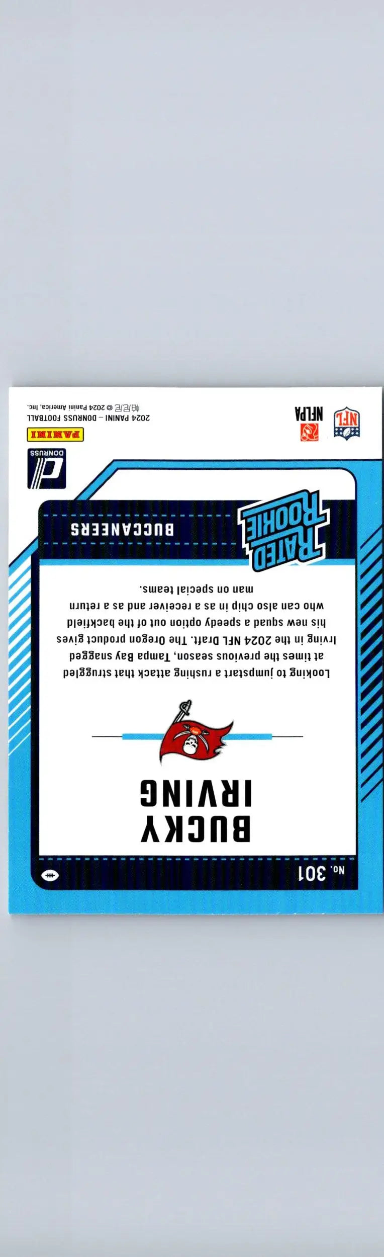 2024 Donruss Bucky Irving football card featuring Bucky Irving in a collectible sports card