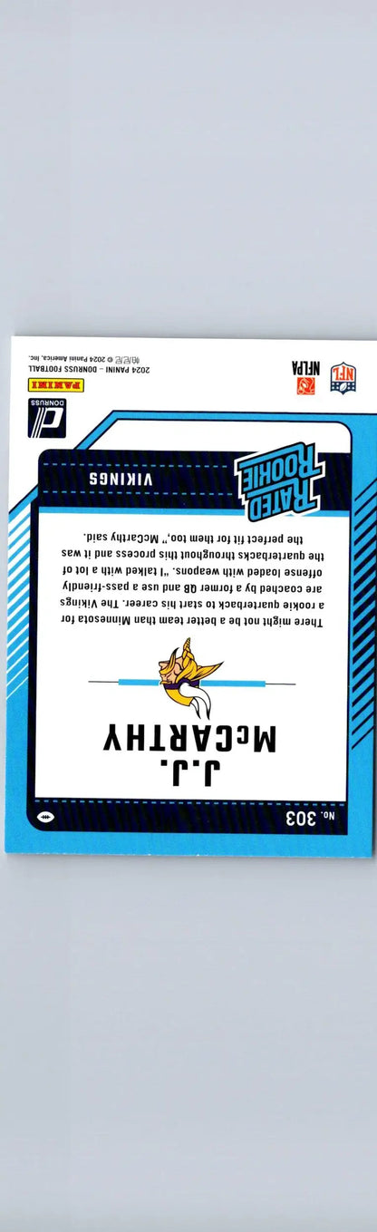 2024 Donruss J J McCarthy Rated Rookie football card product image