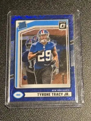 Tyrone Tracy Jr. football card from 2024 Donruss Optic Rated Rookies Preview Blue Scope