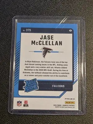 Jase McClellan Optic Rated Rookies football card in 2024 Donruss Red Wave set