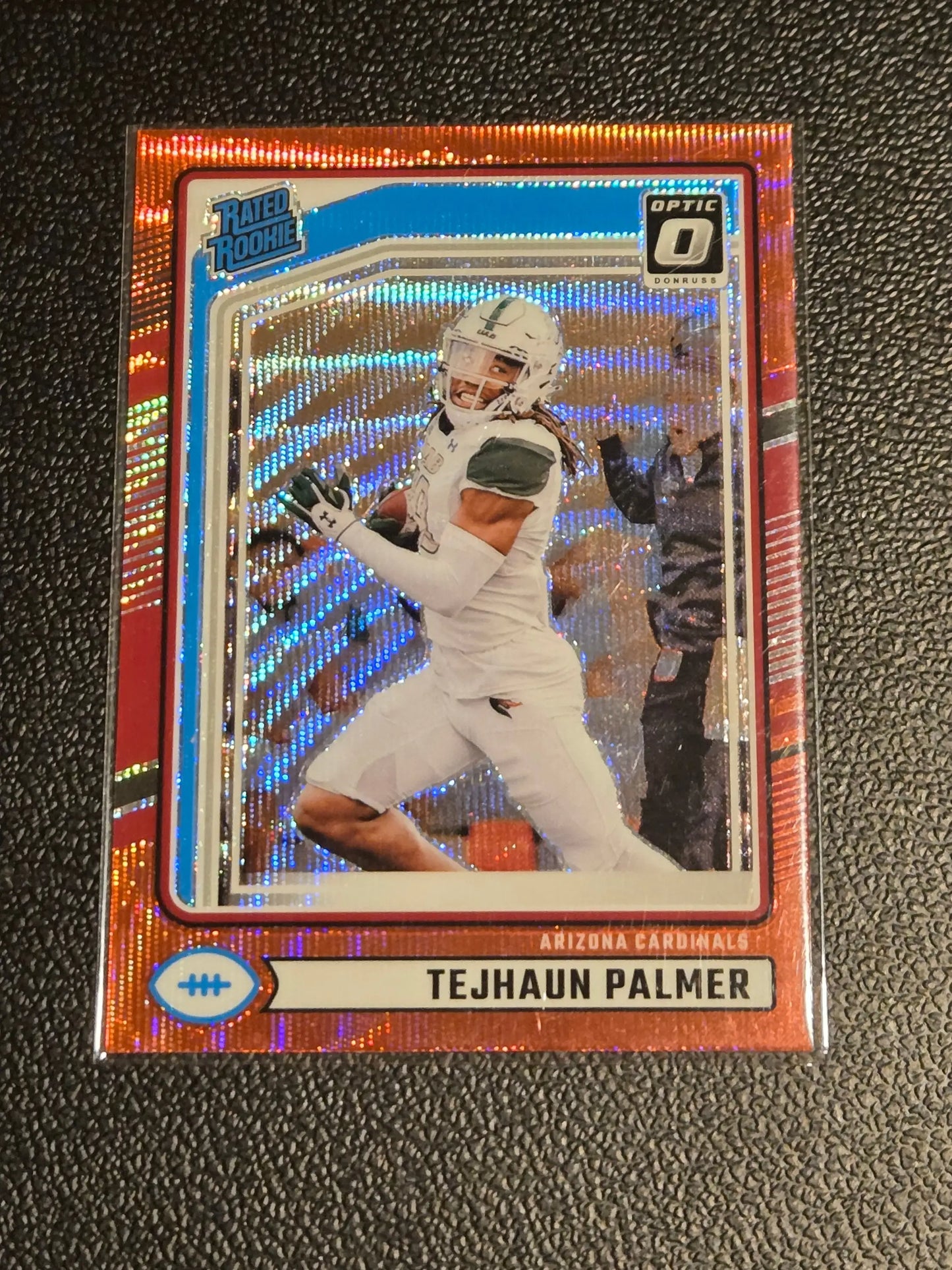 Tejhaun Palmer football card from 2024 Donruss Optic Rated Rookies Red Wave collection