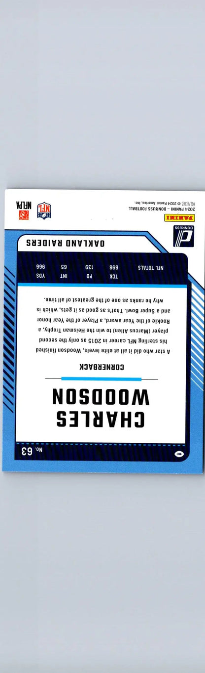 Charles Woodson football card 2024 Donruss Press Proof Blue woodson press proof