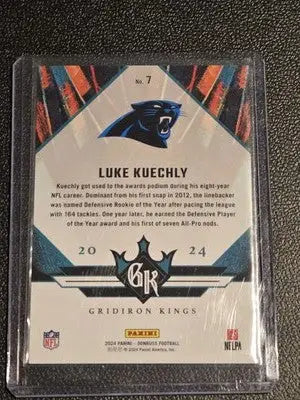 Luke Kuechly football card from 2024 Donruss Gridiron Kings featuring Luke Kuechly all-time design