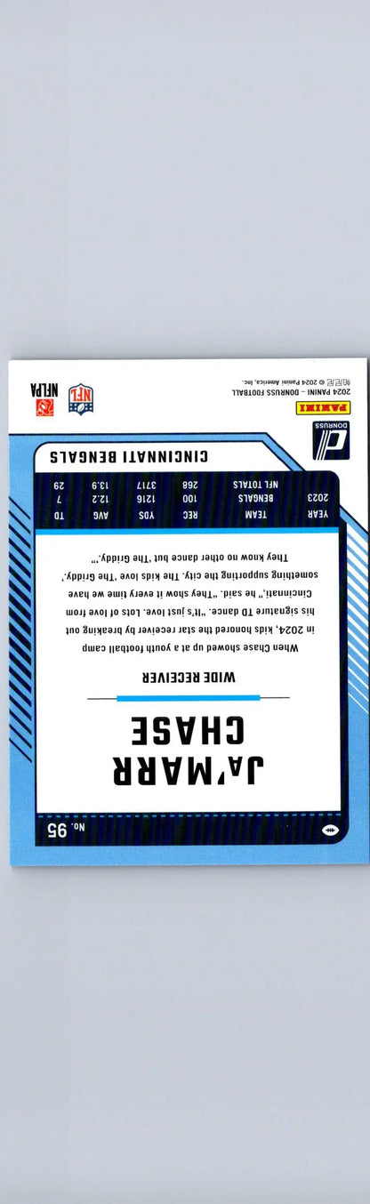 Ja’Marr Chase Press Proof Blue football trading card from 2024 Donruss series