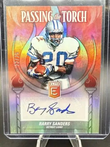 Barry Sanders autographed football card from Donruss Elite Barry series /25 edition