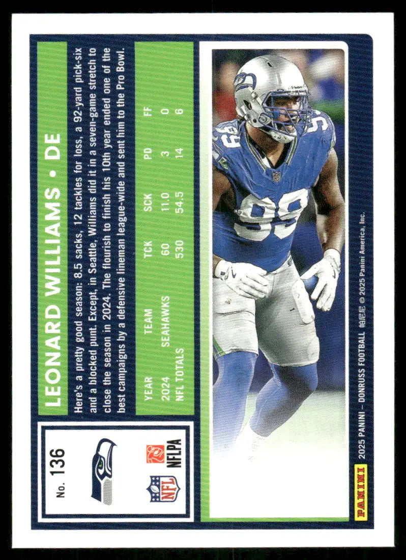 2024 Donruss Leonard Williams #136 Football - Trading Card