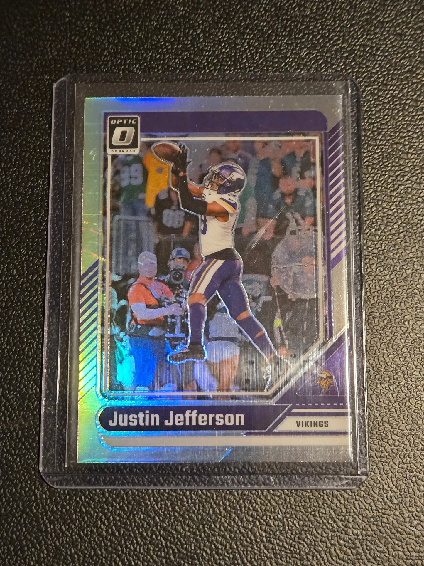 Justin Jefferson football card from 2024 Donruss Optic featuring Justin Jefferson Holo