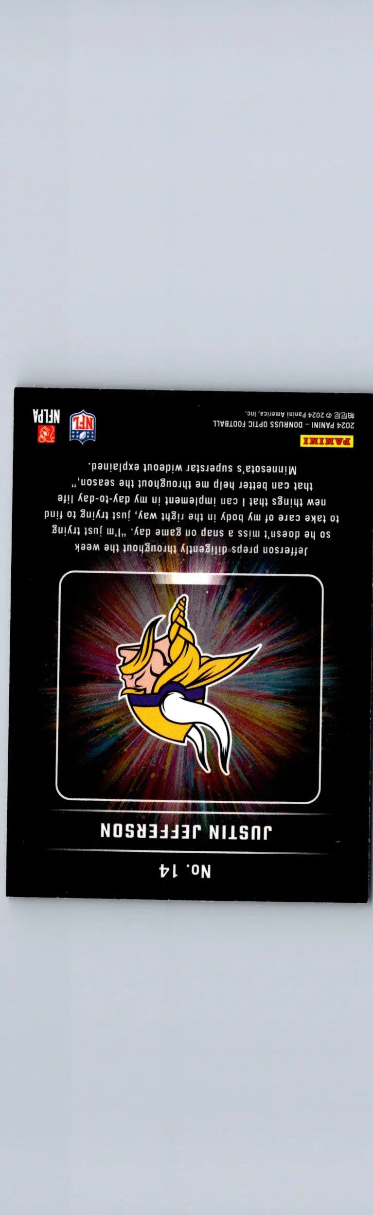 Justin Jefferson trading card from 2024 Donruss Optic Light It Up set