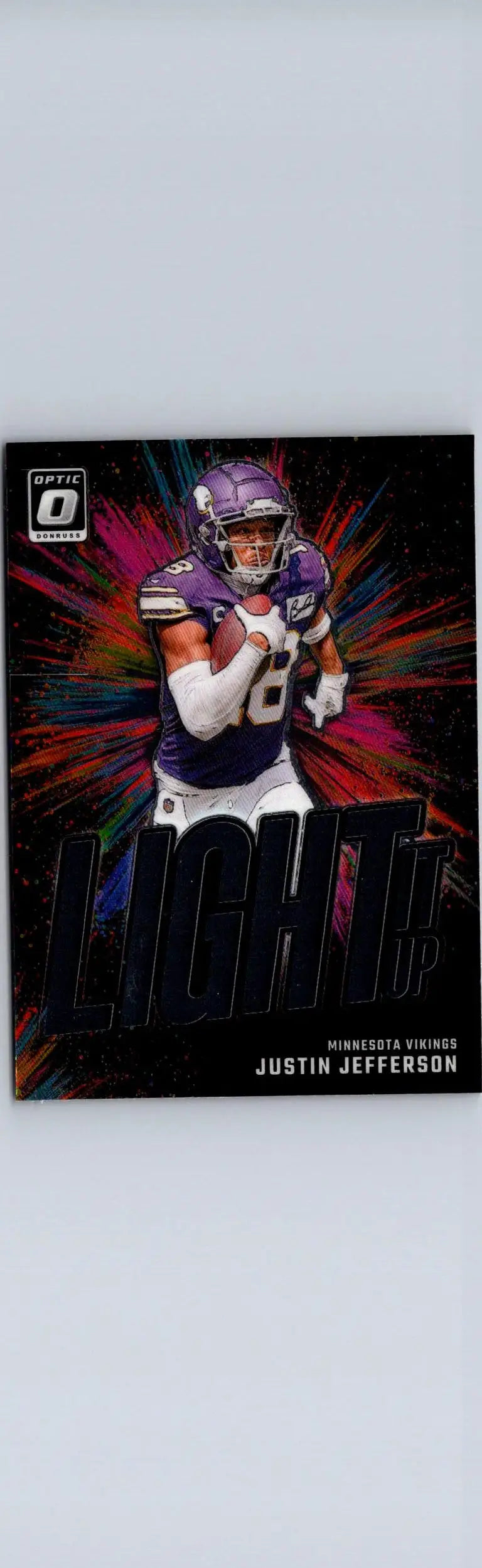 Justin Jefferson Light football card from 2024 Donruss Optic showcasing Justin Jefferson