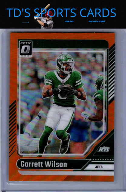 Garrett Wilson football card from 2024 Donruss Optic Wilson Orange #/249