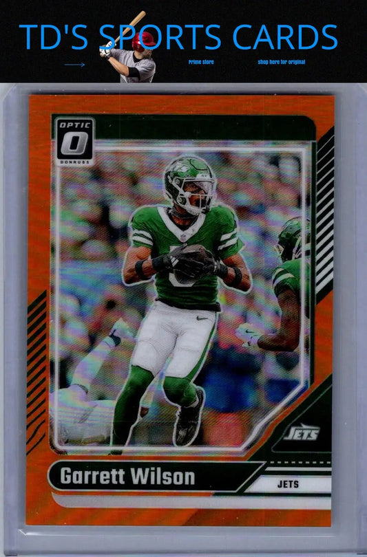 Garrett Wilson football card from 2024 Donruss Optic Wilson Orange #/249