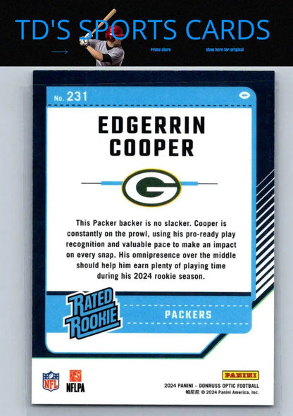 Edgerrin Cooper football card from 2024 Donruss Optic series